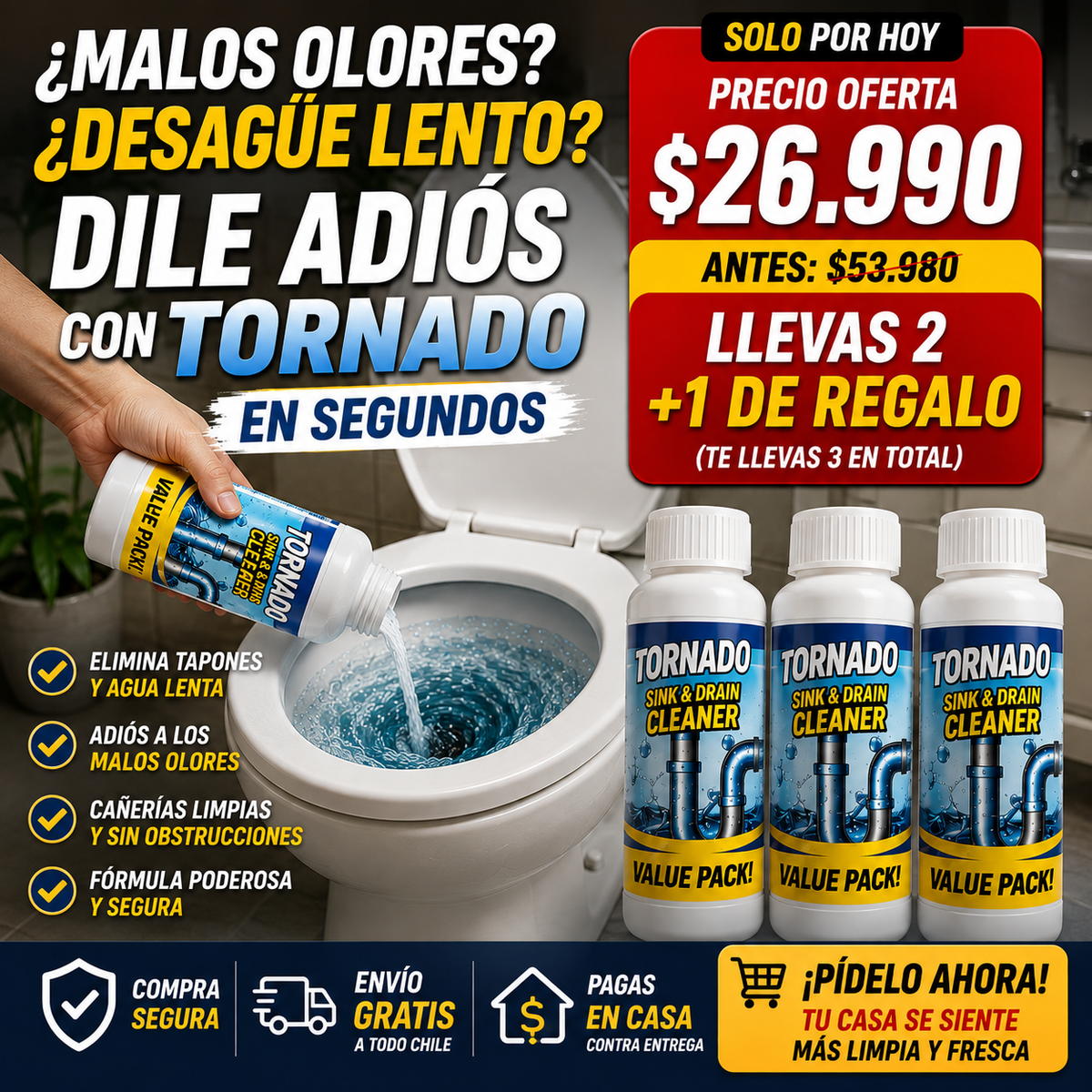 Adiós a los malos olores y atascos en tu hogar - Tornado