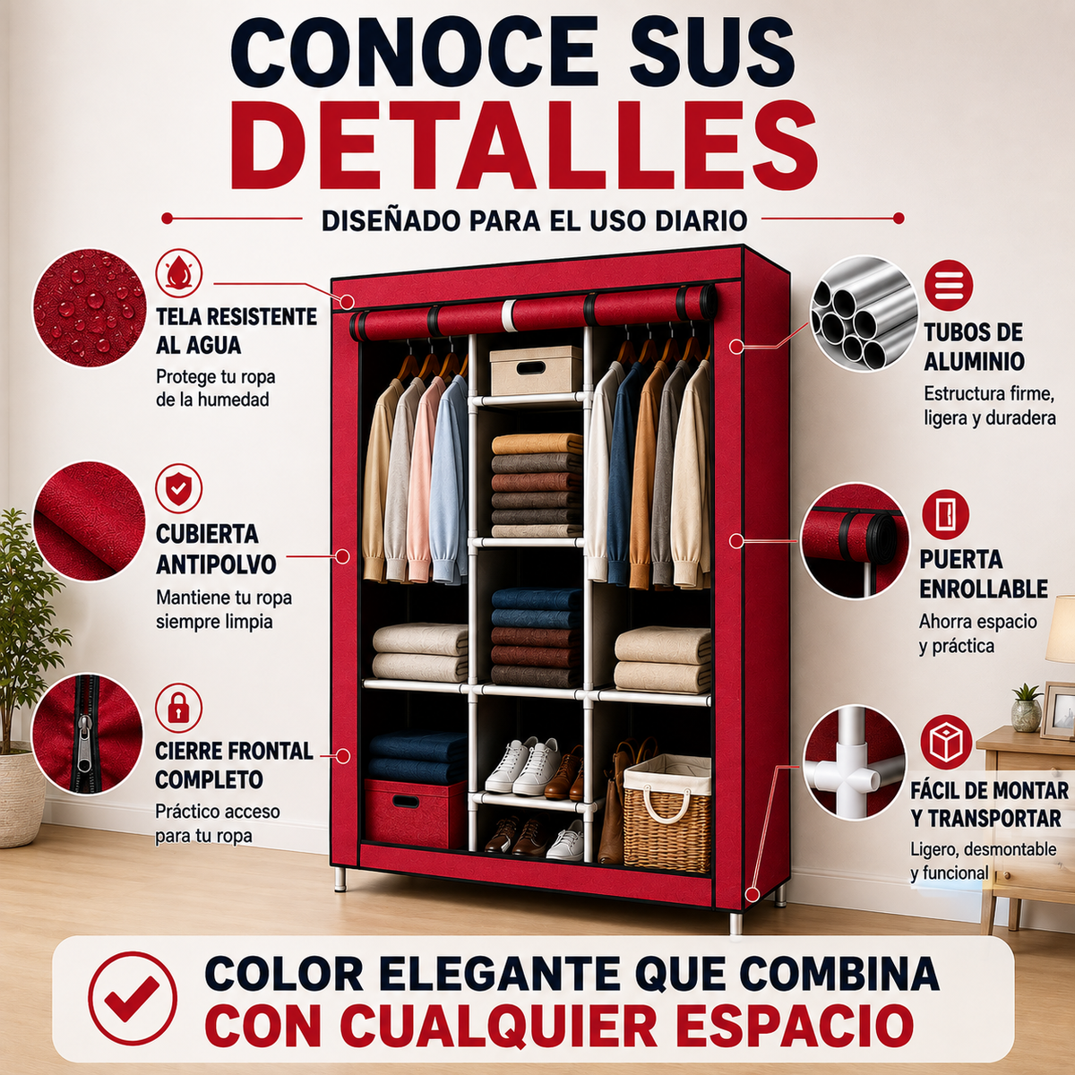 Ropero de gran Capacidad y durabilidad -  Ordena tu ropa, zapatos y accesorios