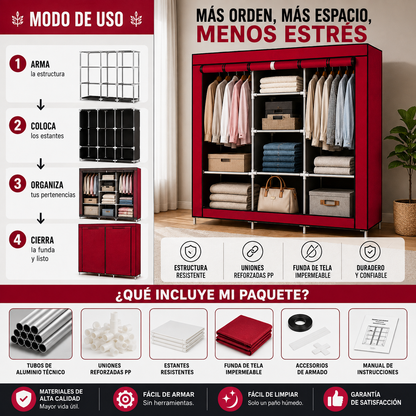 Ropero de gran Capacidad y durabilidad -  Ordena tu ropa, zapatos y accesorios