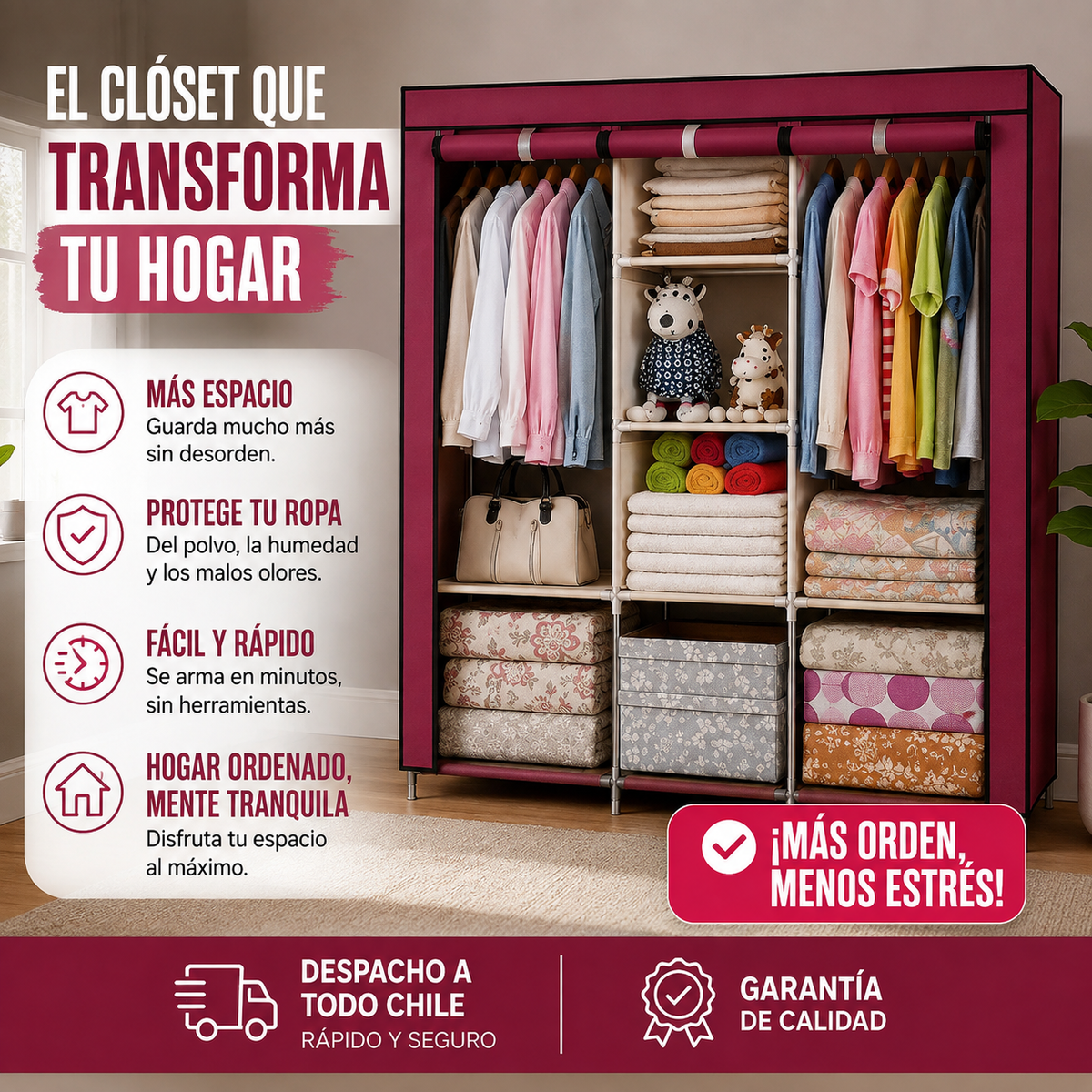 Ropero de gran Capacidad y durabilidad -  Ordena tu ropa, zapatos y accesorios