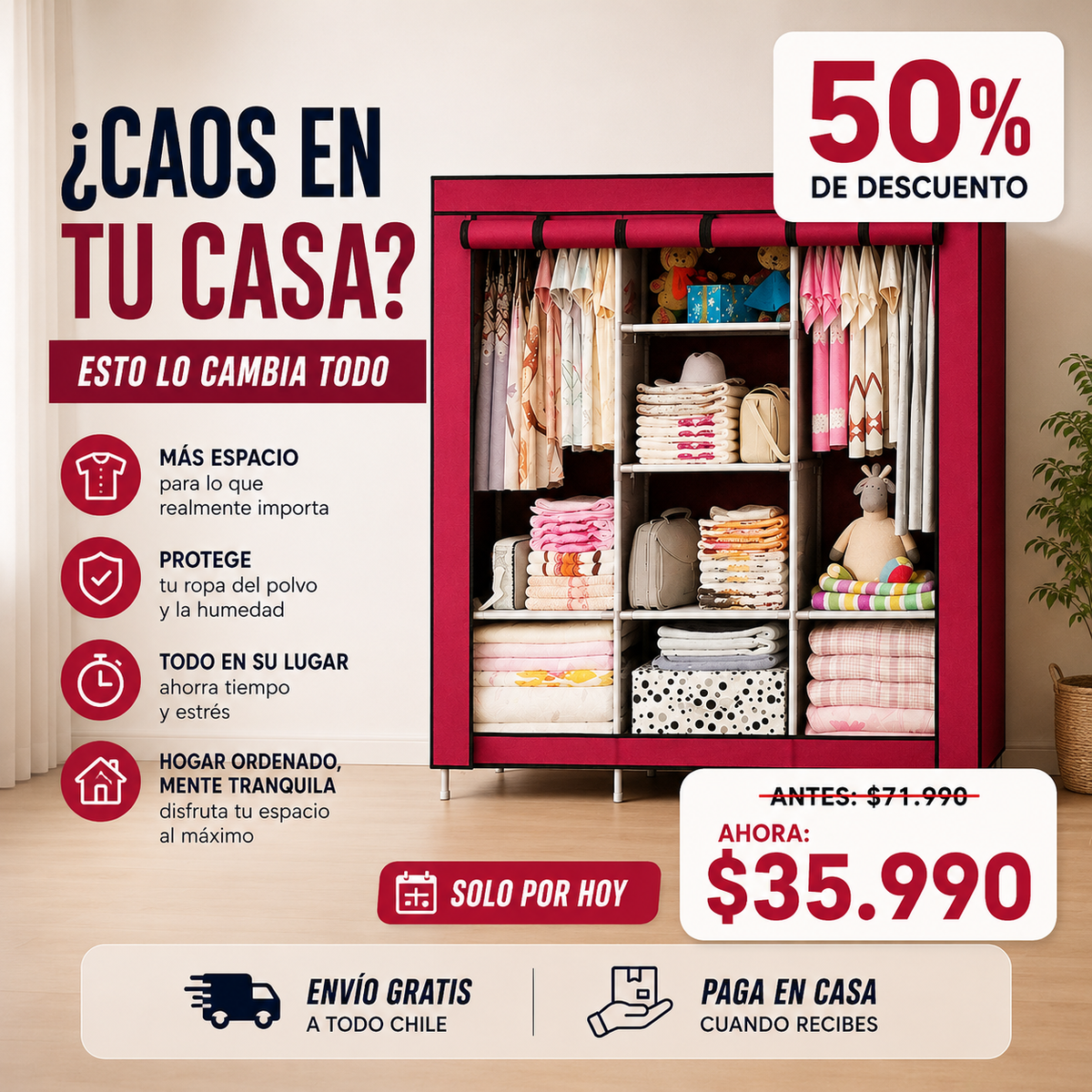 Ropero de gran Capacidad y durabilidad -  Ordena tu ropa, zapatos y accesorios